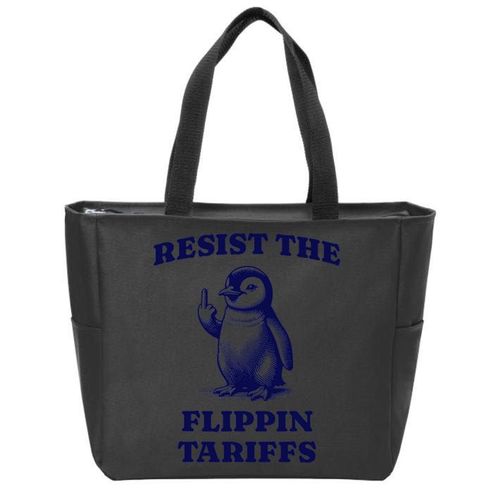 Funny Resist The Flippin Tariffs Heard Island Penguin Zip Tote Bag
