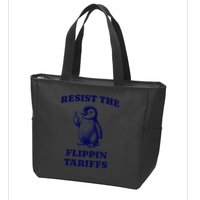 Funny Resist The Flippin Tariffs Heard Island Penguin Zip Tote Bag