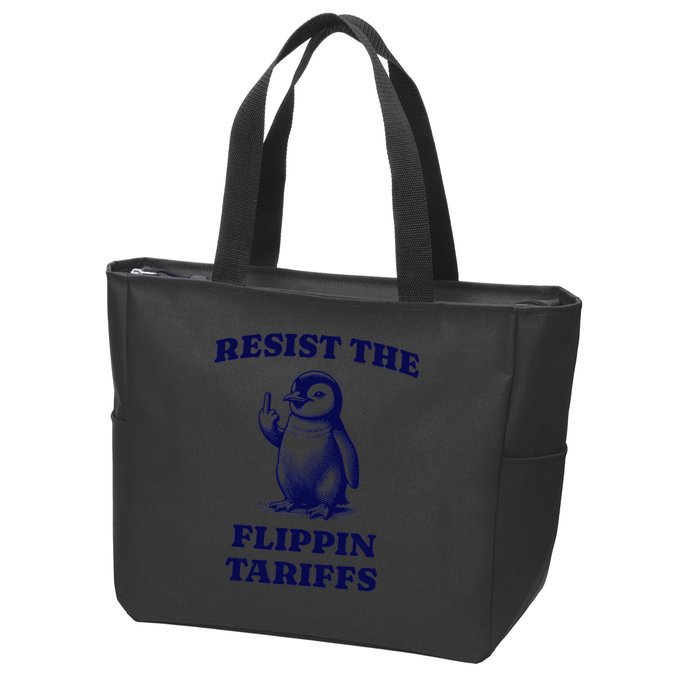 Funny Resist The Flippin Tariffs Heard Island Penguin Zip Tote Bag
