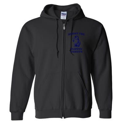 Funny Resist The Flippin Tariffs Heard Island Penguin Full Zip Hoodie