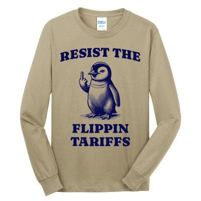 Funny Resist The Flippin Tariffs Heard Island Penguin Tall Long Sleeve T-Shirt