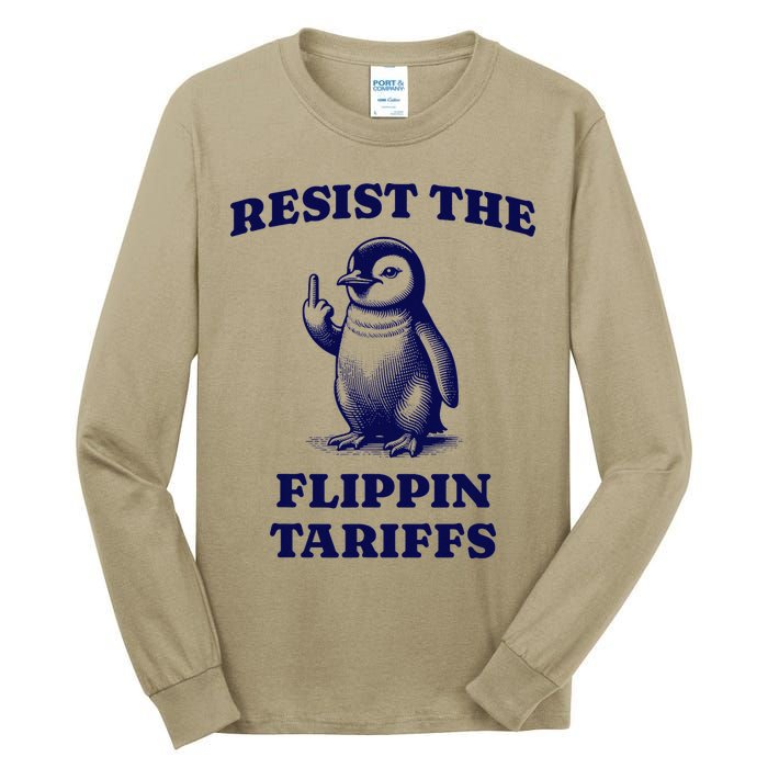 Funny Resist The Flippin Tariffs Heard Island Penguin Tall Long Sleeve T-Shirt