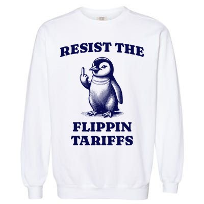 Funny Resist The Flippin Tariffs Heard Island Penguin Garment-Dyed Sweatshirt