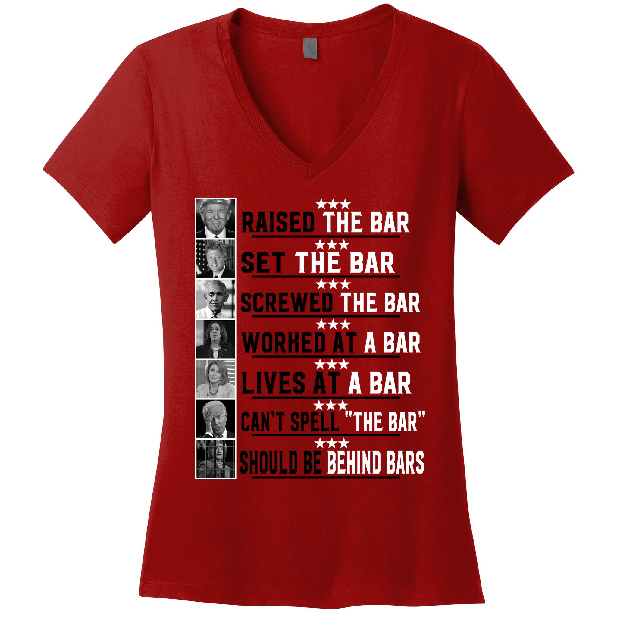 Funny Raised The Bar Donald Trump Women's V-Neck T-Shirt