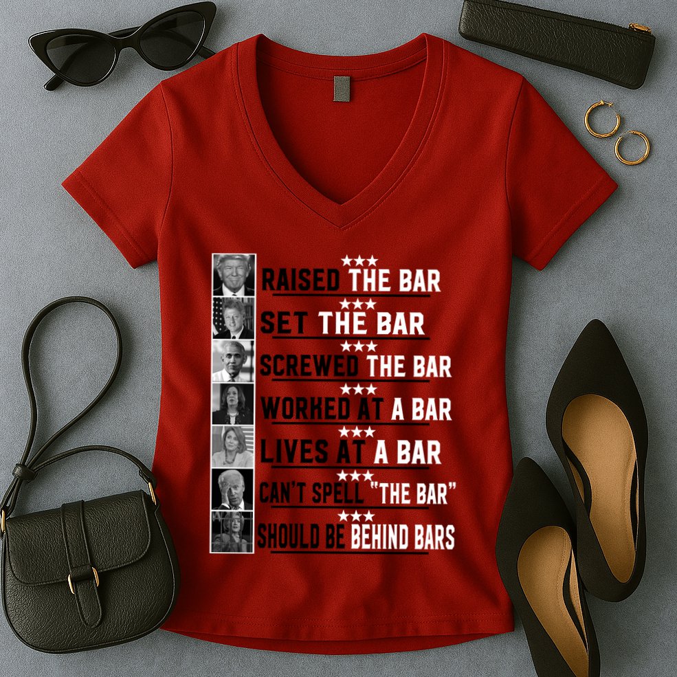 Funny Raised The Bar Donald Trump Women's V-Neck T-Shirt