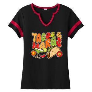 Funny Retro Taco And Margs Margaritas Ladies Halftime Notch Neck Tee