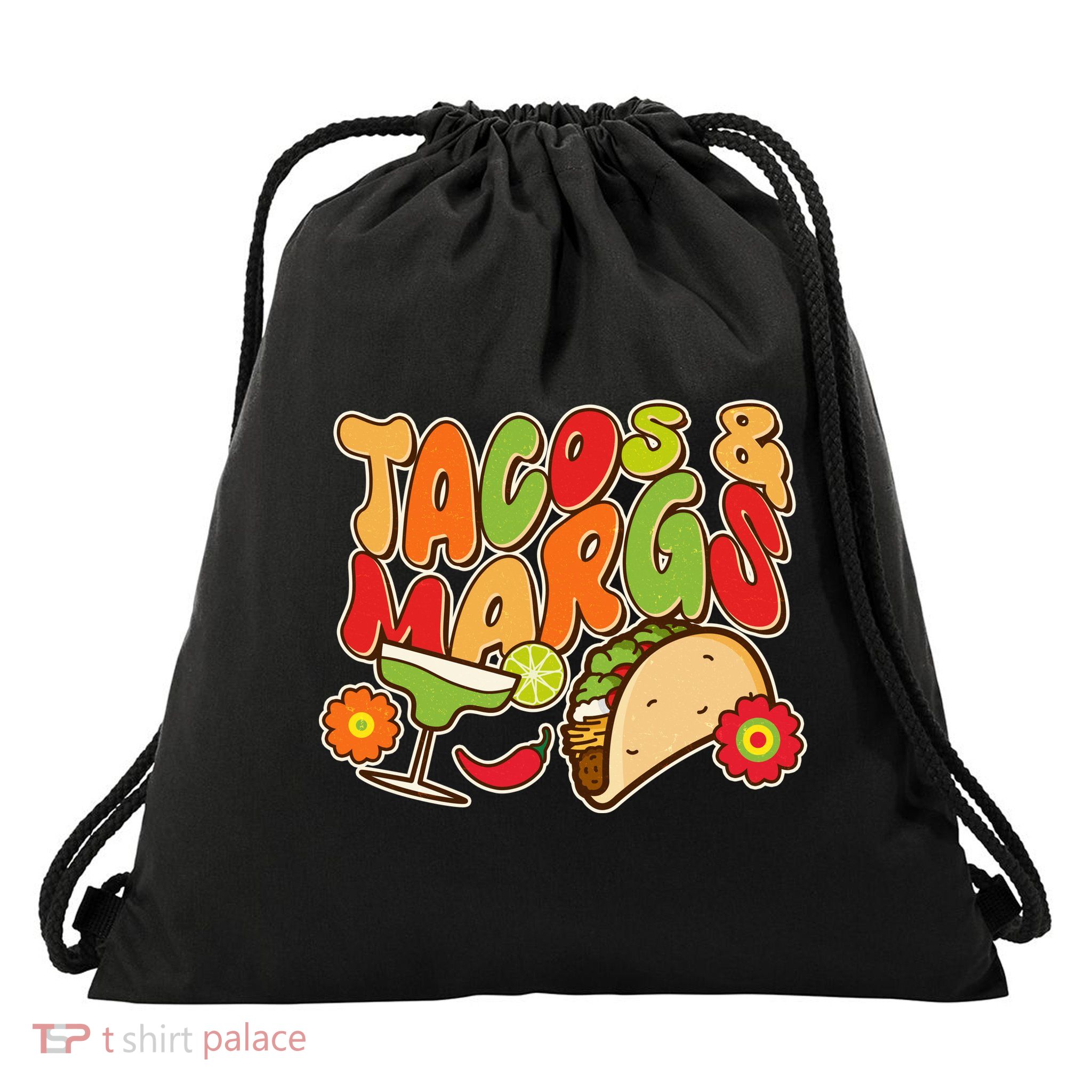Funny Retro Taco And Margs Margaritas Drawstring Bag