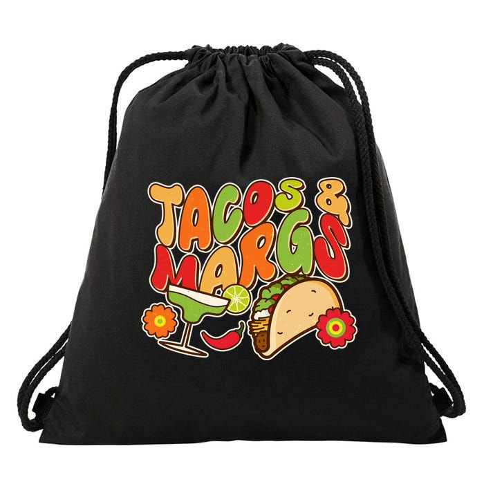 Funny Retro Taco And Margs Margaritas Drawstring Bag