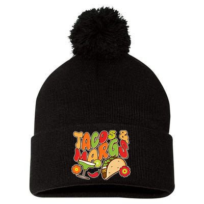 Funny Retro Taco And Margs Margaritas Pom Pom 12in Knit Beanie