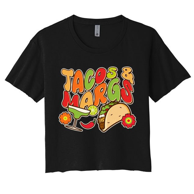 Funny Retro Taco And Margs Margaritas Crop Top
