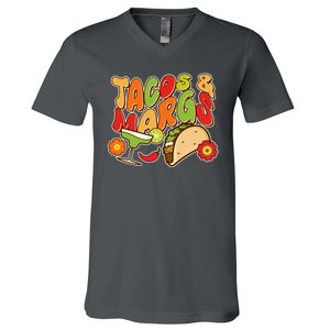 Funny Retro Taco And Margs Margaritas V-Neck T-Shirt