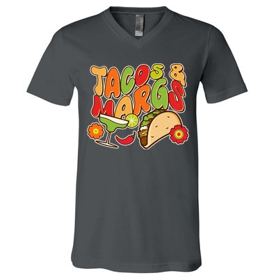 Funny Retro Taco And Margs Margaritas V-Neck T-Shirt