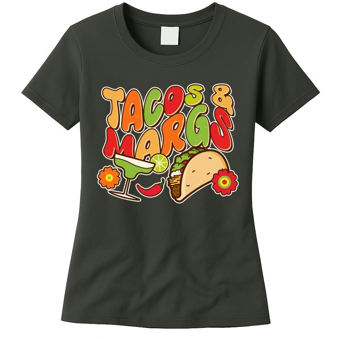 Funny Retro Taco And Margs Margaritas Womens T-Shirt