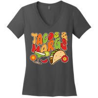 Funny Retro Taco And Margs Margaritas Women's V-Neck T-Shirt