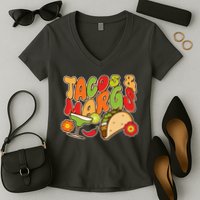 Funny Retro Taco And Margs Margaritas Women's V-Neck T-Shirt