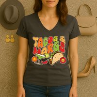 Funny Retro Taco And Margs Margaritas Women's V-Neck T-Shirt