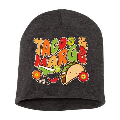 Funny Retro Taco And Margs Margaritas Short Acrylic Beanie
