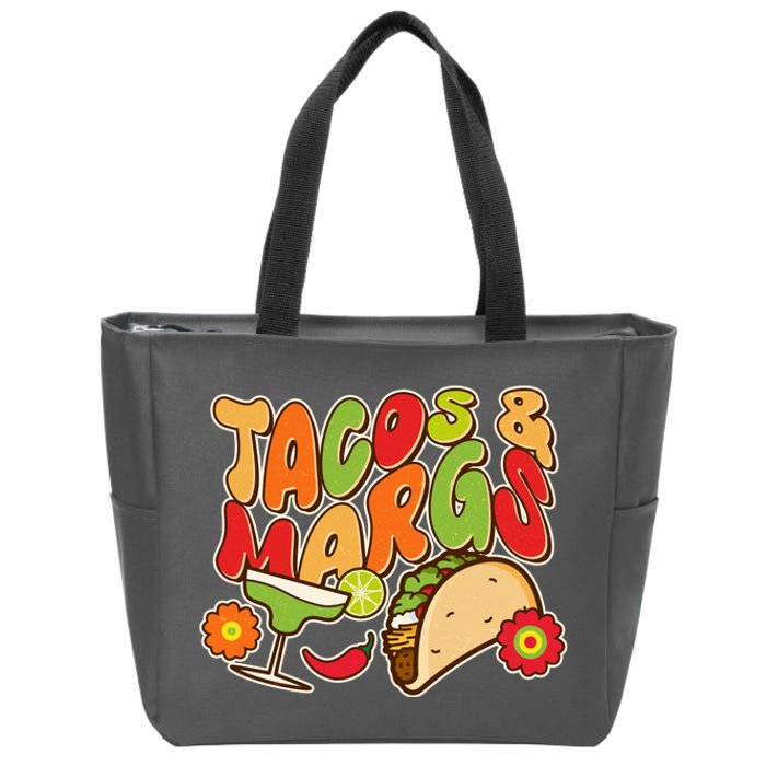 Funny Retro Taco And Margs Margaritas Zip Tote Bag