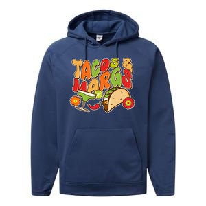 Funny Retro Taco And Margs Margaritas Performance Fleece Hoodie