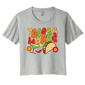 Funny Retro Taco And Margs Margaritas Women's Crop Top Tee