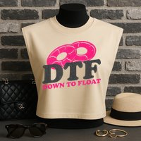 Funny River Tubing Down To Float Summer Float Trip Garment-Dyed Women's Muscle Tee