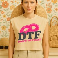 Funny River Tubing Down To Float Summer Float Trip Garment-Dyed Women's Muscle Tee