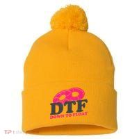 Funny River Tubing Down To Float Summer Float Trip Pom Pom 12in Knit Beanie