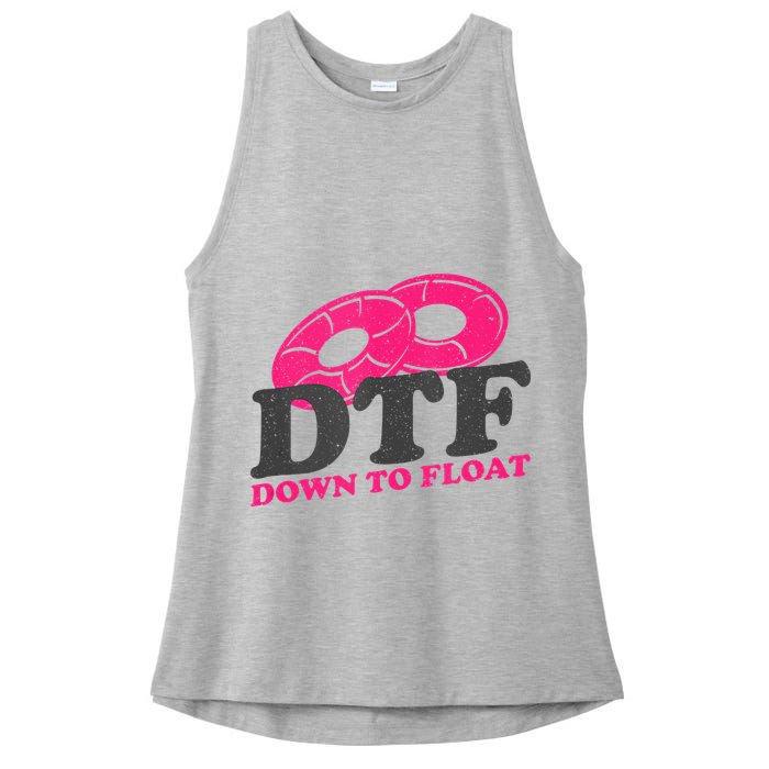 Funny River Tubing Down To Float Summer Float Trip Ladies PosiCharge Tri-Blend Wicking Tank