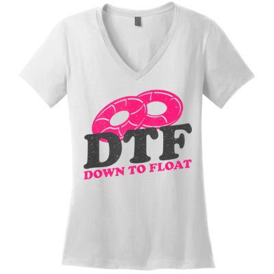 Funny River Tubing Down To Float Summer Float Trip Women's V-Neck T-Shirt