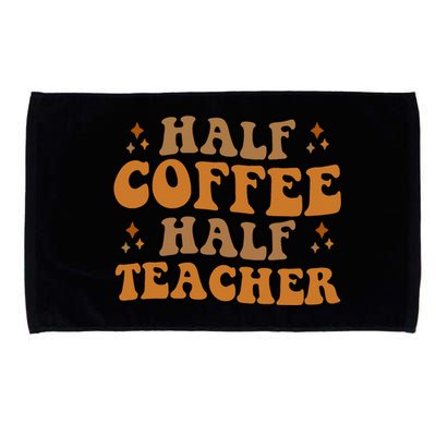 Funny Retro Teacher Inspirational Half Coffee Half Teacher Microfiber Hand Towel