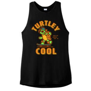 Funny Retro Turtley Cool Skateboarding Turtle Ladies PosiCharge Tri-Blend Wicking Tank