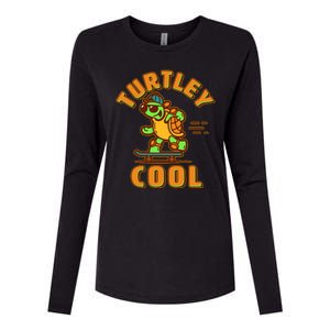 Funny Retro Turtley Cool Skateboarding Turtle Womens Cotton Relaxed Long Sleeve T-Shirt