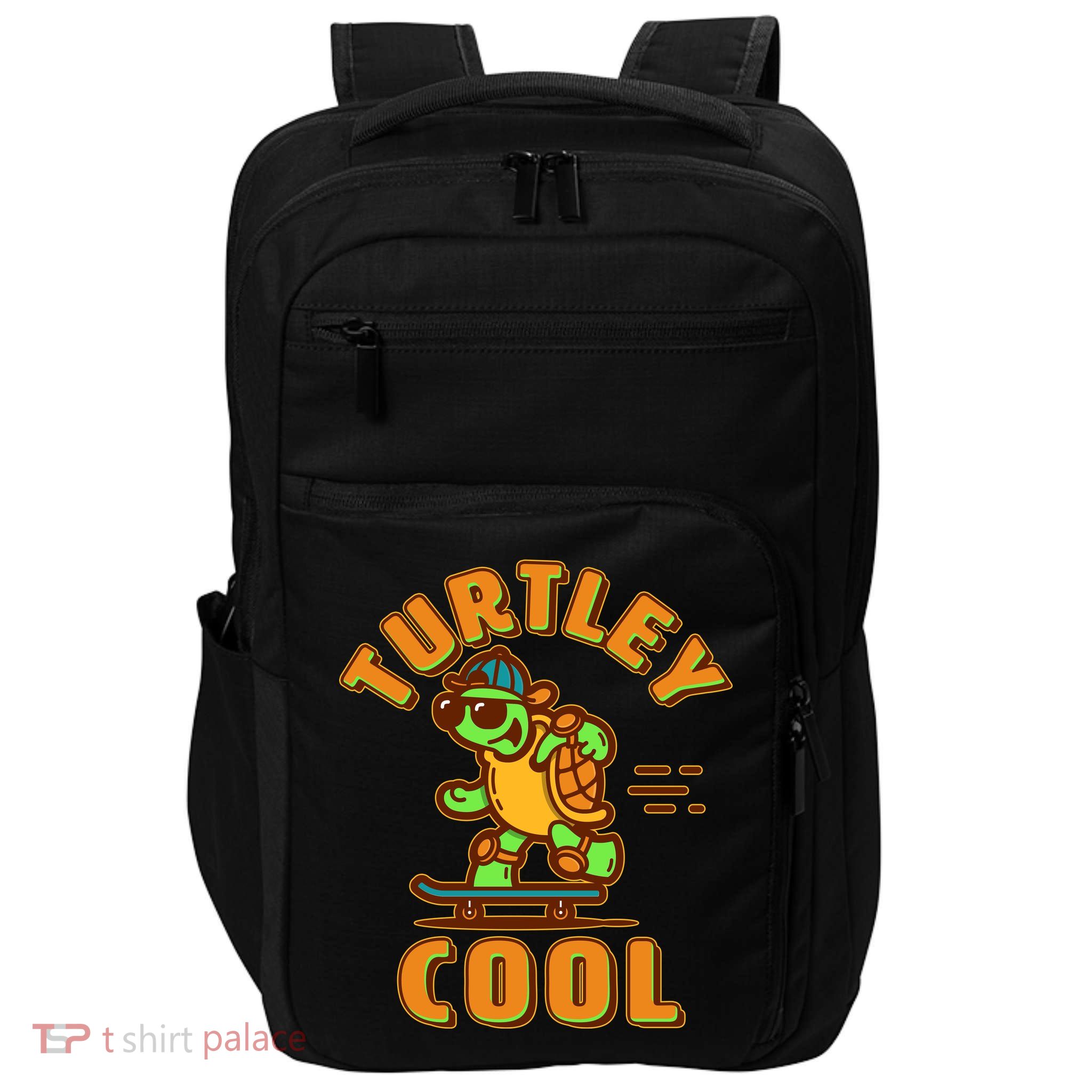 Funny Retro Turtley Cool Skateboarding Turtle Impact Tech Backpack