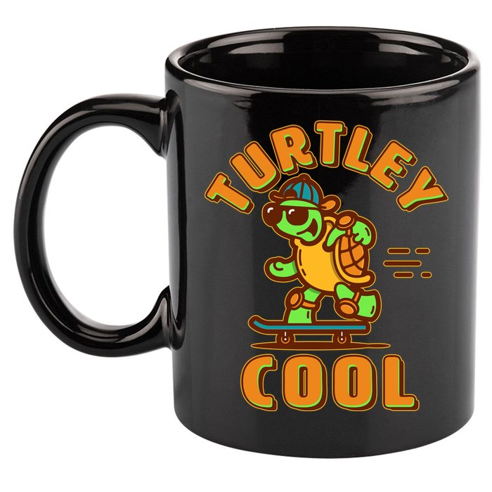 Funny Retro Turtley Cool Skateboarding Turtle 11oz C Handle Ceramic Mug