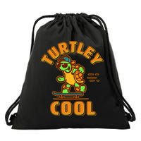 Funny Retro Turtley Cool Skateboarding Turtle Drawstring Bag