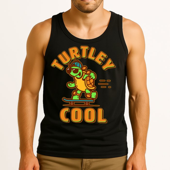 Funny Retro Turtley Cool Skateboarding Turtle Tank Top