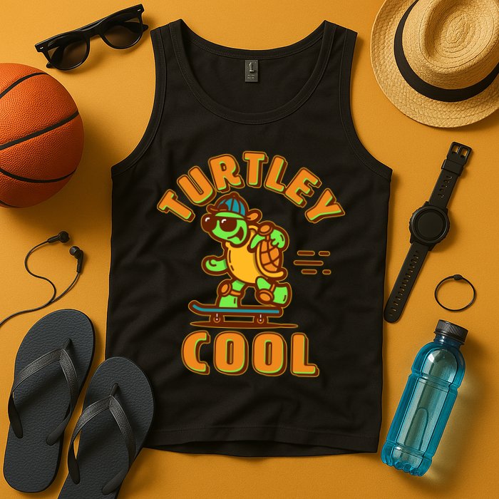 Funny Retro Turtley Cool Skateboarding Turtle Tank Top