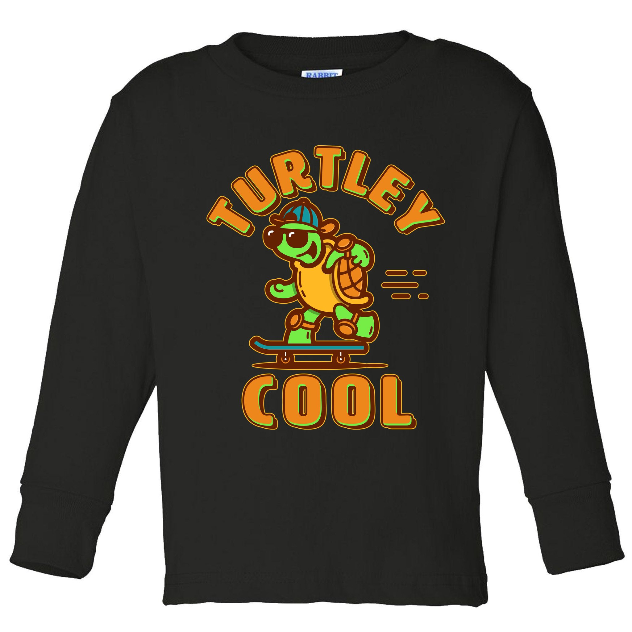 Funny Retro Turtley Cool Skateboarding Turtle Toddler Long Sleeve Shirt