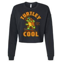 Funny Retro Turtley Cool Skateboarding Turtle Cropped Pullover Crew
