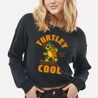 Funny Retro Turtley Cool Skateboarding Turtle Cropped Pullover Crew