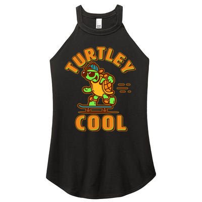 Funny Retro Turtley Cool Skateboarding Turtle Women's Perfect Tri Rocker Tank
