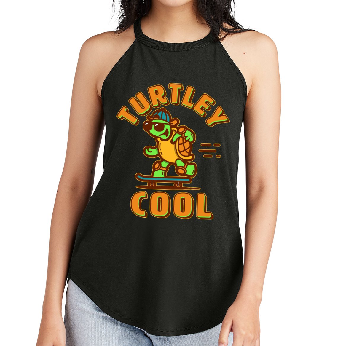 Funny Retro Turtley Cool Skateboarding Turtle Women's Perfect Tri Rocker Tank