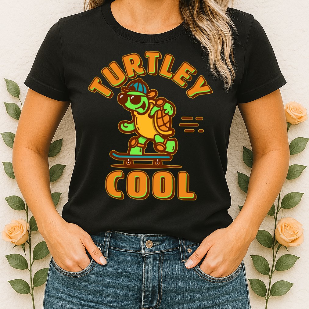 Funny Retro Turtley Cool Skateboarding Turtle Womens T-Shirt