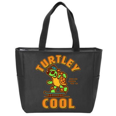 Funny Retro Turtley Cool Skateboarding Turtle Zip Tote Bag