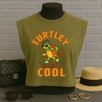Funny Retro Turtley Cool Skateboarding Turtle Garment-Dyed Women's Muscle Tee