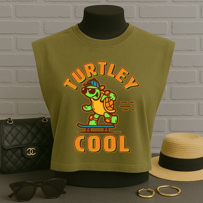 Funny Retro Turtley Cool Skateboarding Turtle Garment-Dyed Women's Muscle Tee