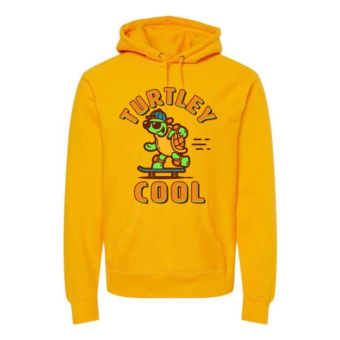 Funny Retro Turtley Cool Skateboarding Turtle Premium Hoodie