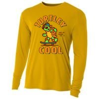 Funny Retro Turtley Cool Skateboarding Turtle Cooling Performance Long Sleeve Crew