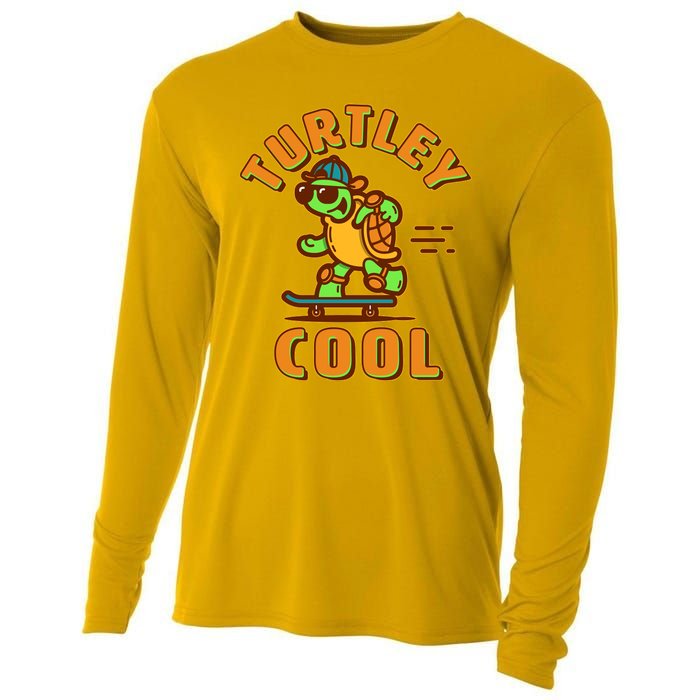 Funny Retro Turtley Cool Skateboarding Turtle Cooling Performance Long Sleeve Crew