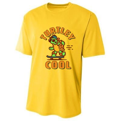 Funny Retro Turtley Cool Skateboarding Turtle Youth Performance Sprint T-Shirt